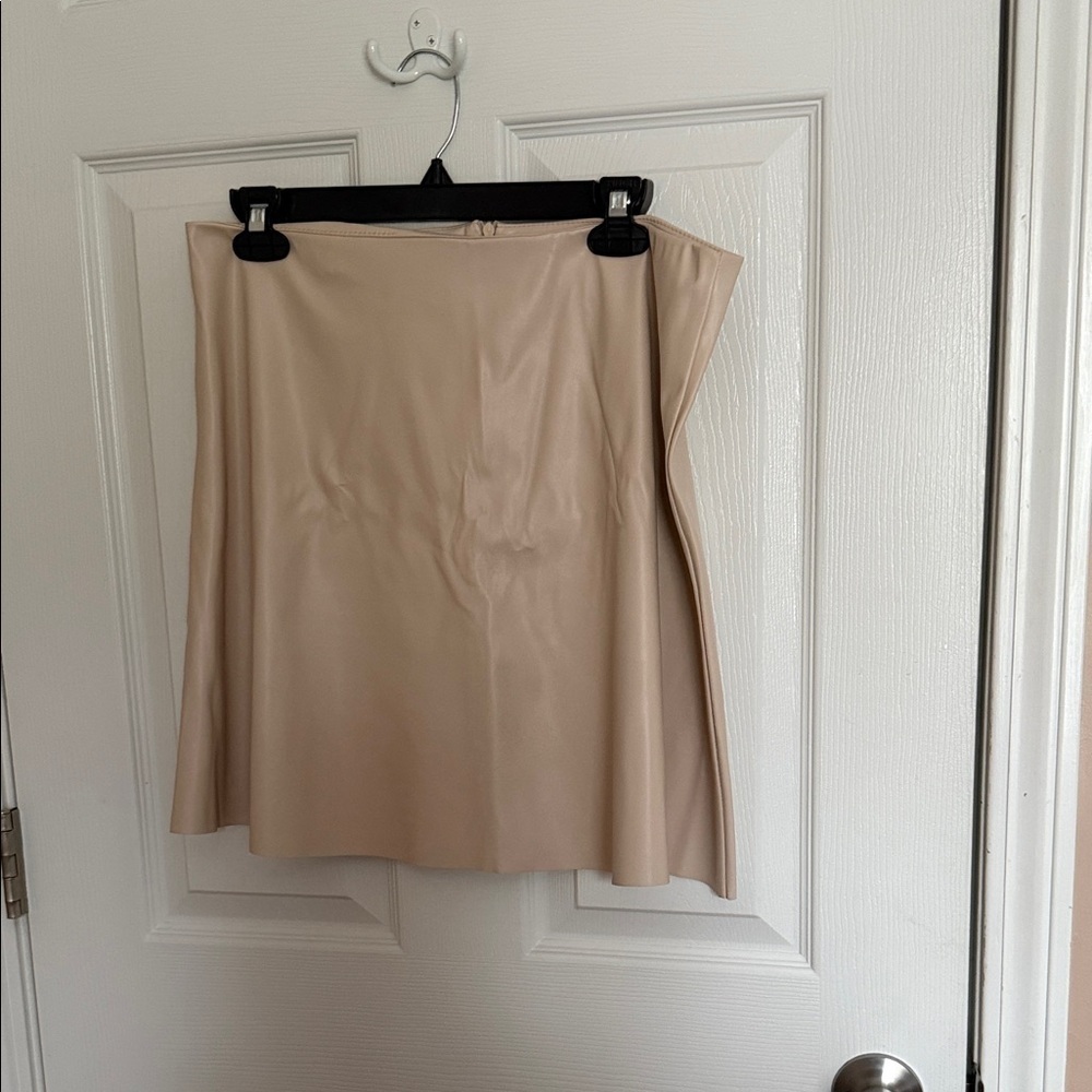 Cream Faux Leather Mini Skirt